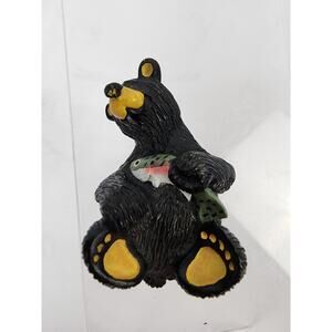 Bearfoots Fuzz with Fish By Jeff Fleming Big Sky Carvers Black Bear Small 3"